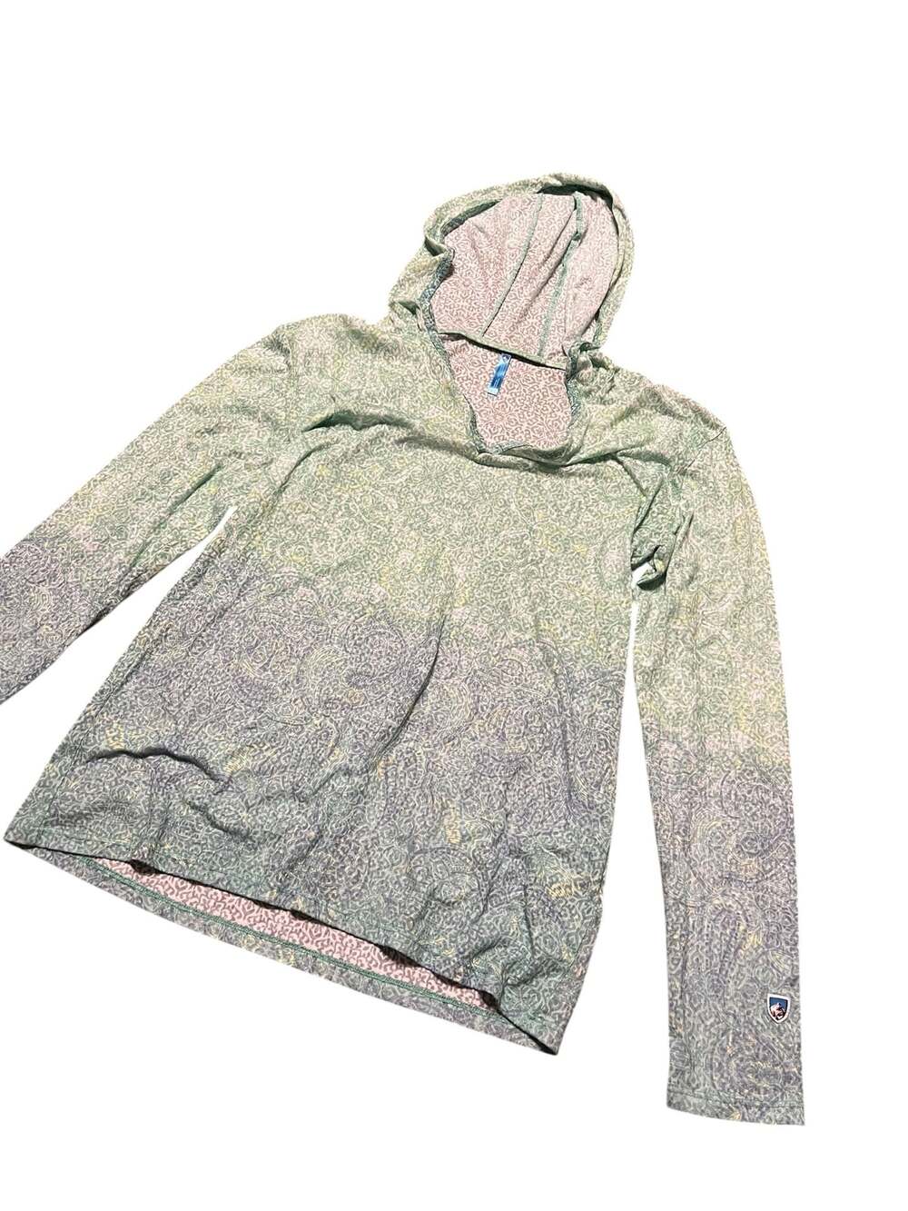 Kuhl Women's Elevate Lightweight Hoody Sun Shirt in Drifter Desert Sage Print